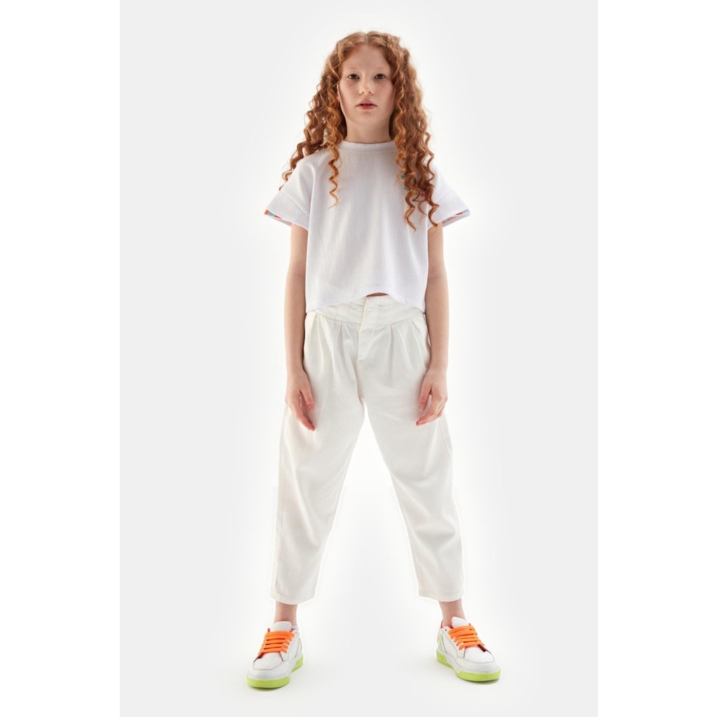 Bg Store Kız Çocuk Beyaz Pantolon 23SS0TJ4212 Kız Çocuk Pantolon Fiyatı