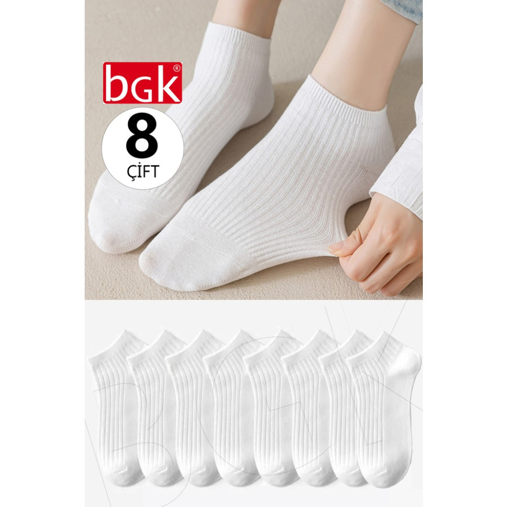 Bgk Unisex 8 Çift Pamuklu Basic Derbili Çorap (Siyah-Beyaz) Soket Çorap Fiyatı