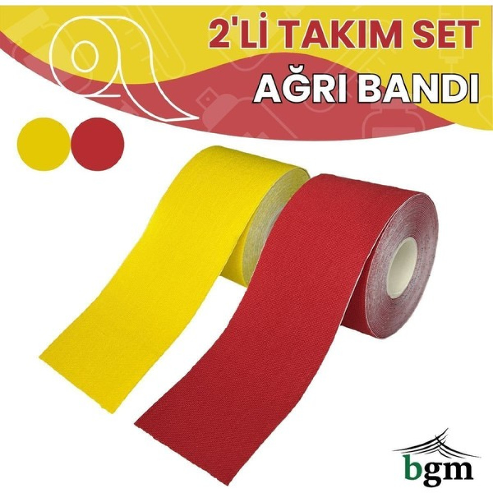 BGM Agrı Bandı Sarı-Kırmızı Takım Paketi Kinesio Tape 4,5 Metre x 5cm Diğer Spor Ürünleri Fiyatı