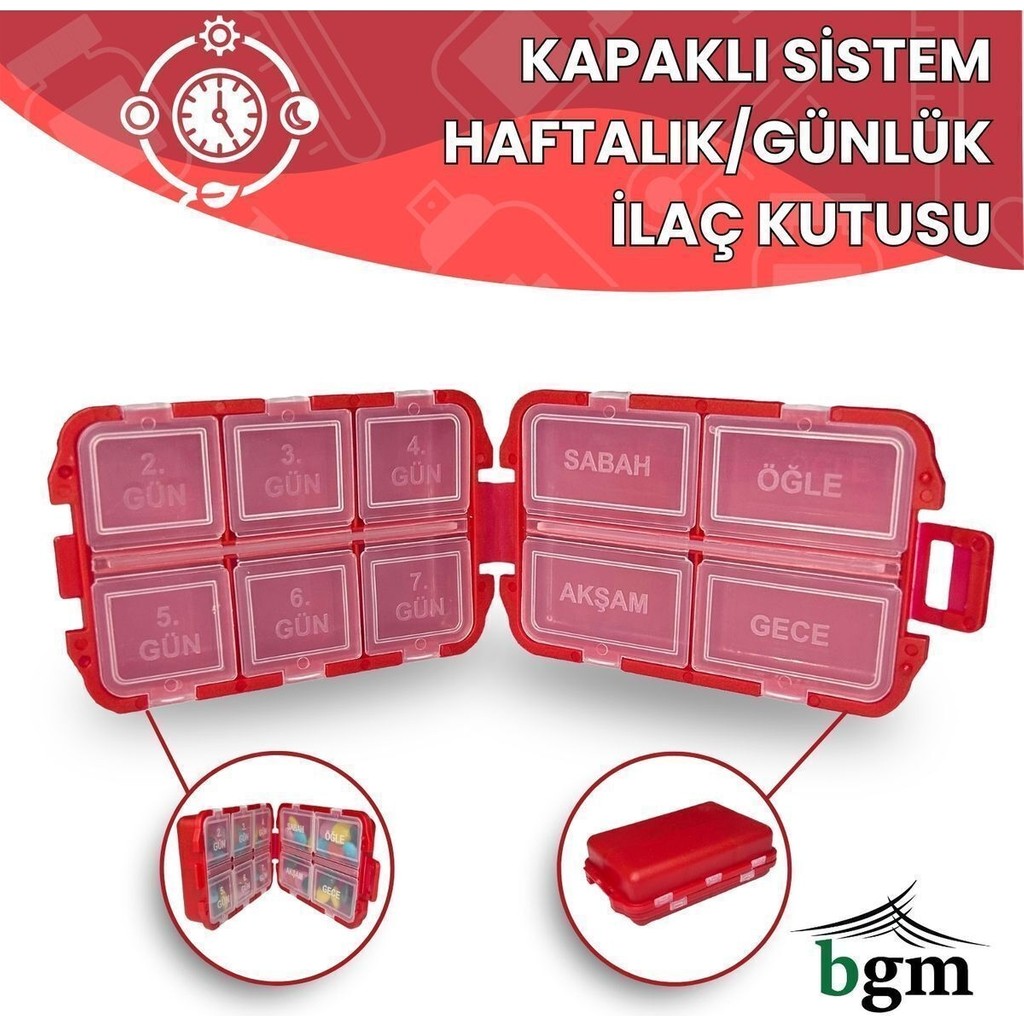 BGM Kutusu Günlük/haftalık Valiz Kapaklı Düzenleyici Organizer - Kırmızı Bavul / Valiz Fiyatı