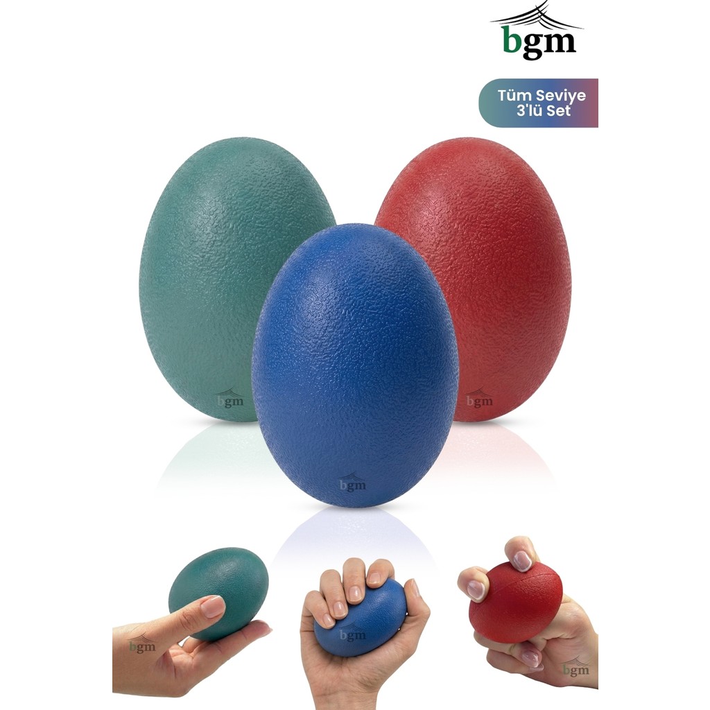 BGM Silikon El Egzersiz Topu | 3'lü Komple Set Güçlendirme Stres Topu | Fizik Tedavi Topu - Kırmızı - Mavi - Yeşil Diğer Fiyatı