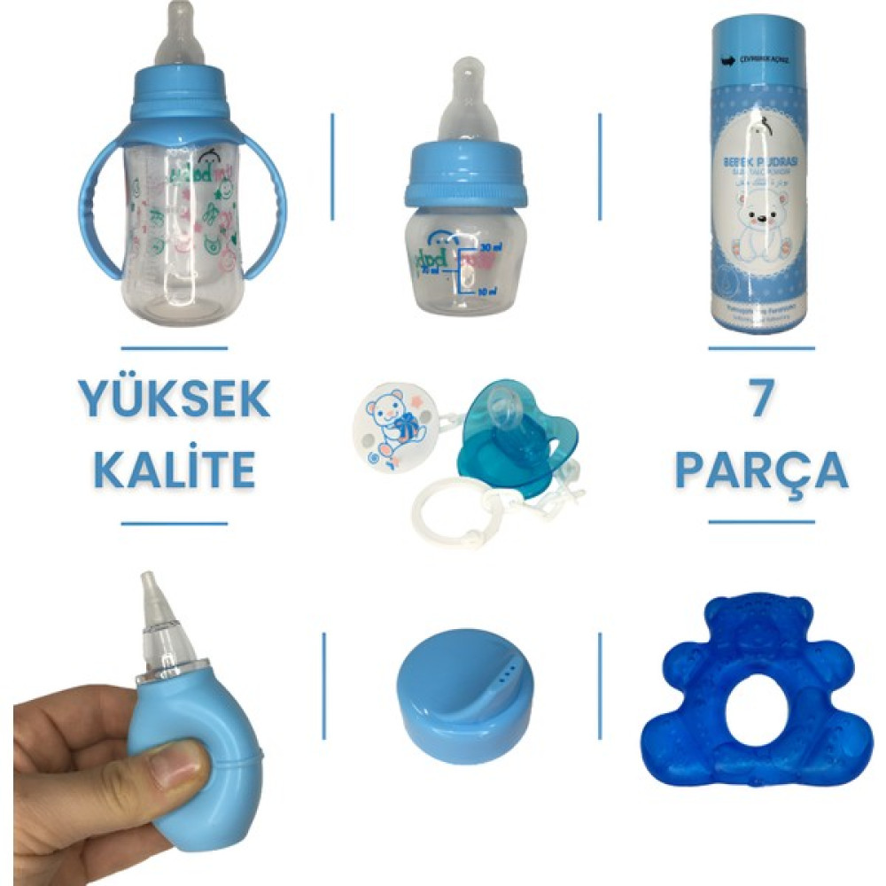 BGM Yenidoğan Biberon ve Emzik Seti Yüksek Kalite Star Biberon Seti 7 Parça - Mavi - 150 ml Biberon Fiyatı