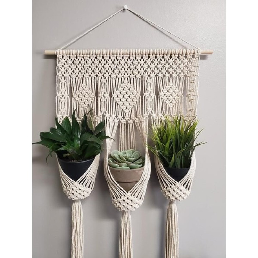 BH Bohem Handmade Makrome Çiçekliık 3'lü Saksı ve Aksesuarları Fiyatı