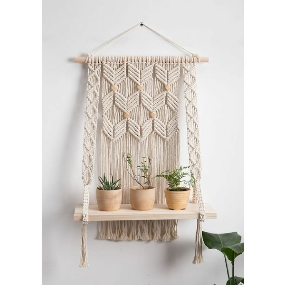BH Bohem Handmade Makrome Duvar Rafı B020 - Ekru - 90 cm Ev & Dekorasyon Aksesuarları Fiyatı