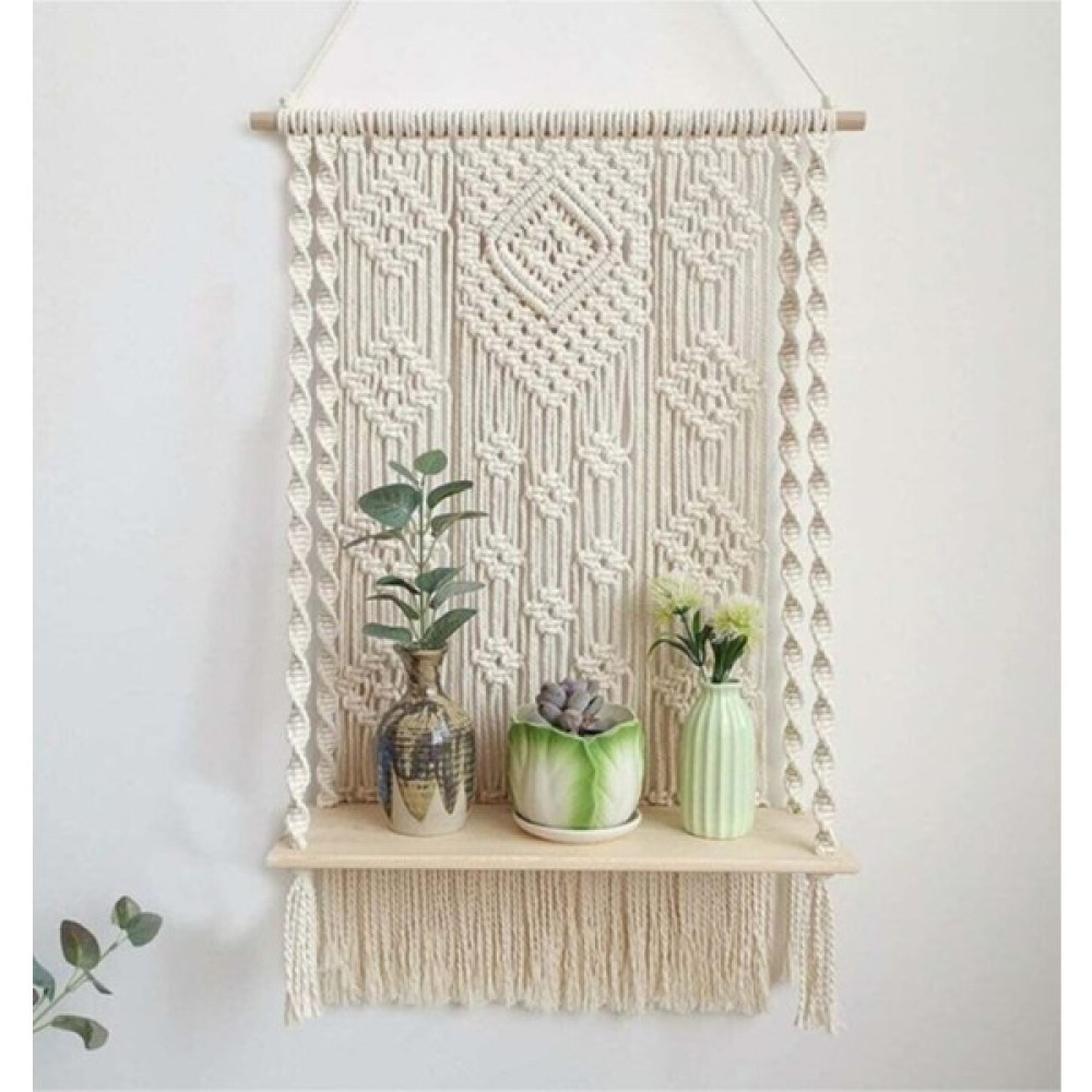 Bh Bohem Handmade Makrome Duvar Rafı  B063 - Ekru - 50*80 Ev & Dekorasyon Aksesuarları Fiyatı