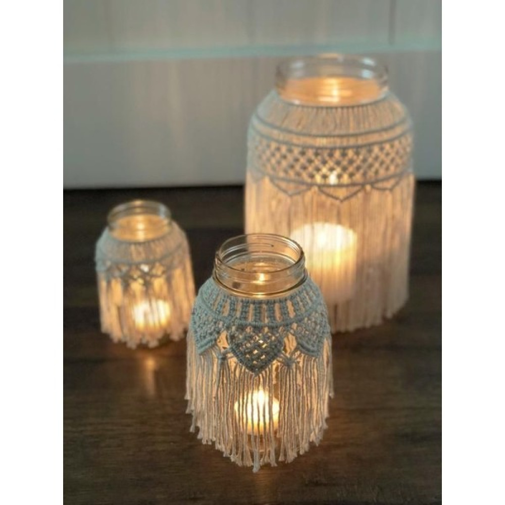 BH Bohem Handmade Makrome Kavanoz Mumluk 3'lü Set Şamdan Fiyatı