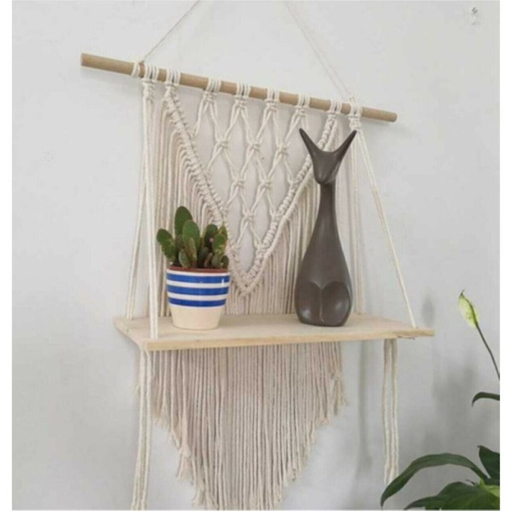 BH Bohem Handmade Makrome Krem Duvar Rafı Kitaplık - Duvar Rafı & CD / DVD Rafı Fiyatı