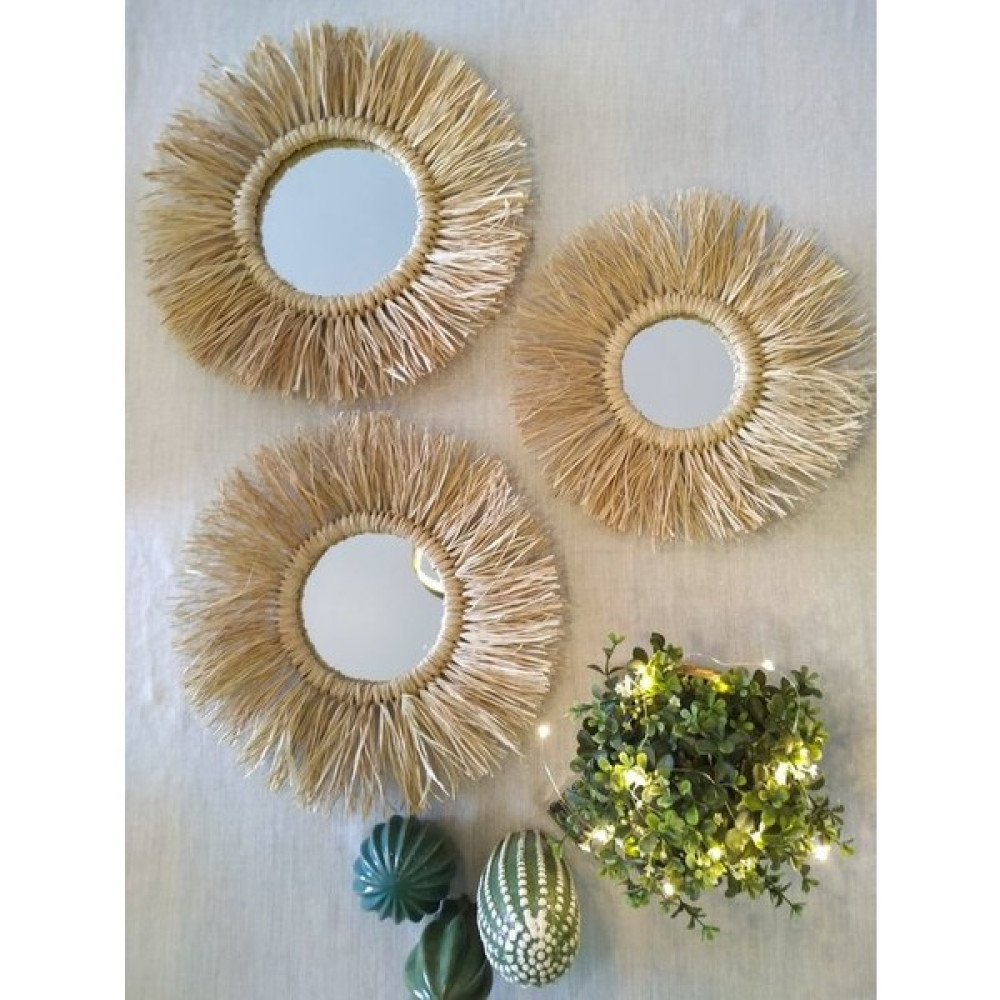 BH Bohem Handmade Rafya Ayna 3 Lü Set Ayna Fiyatı