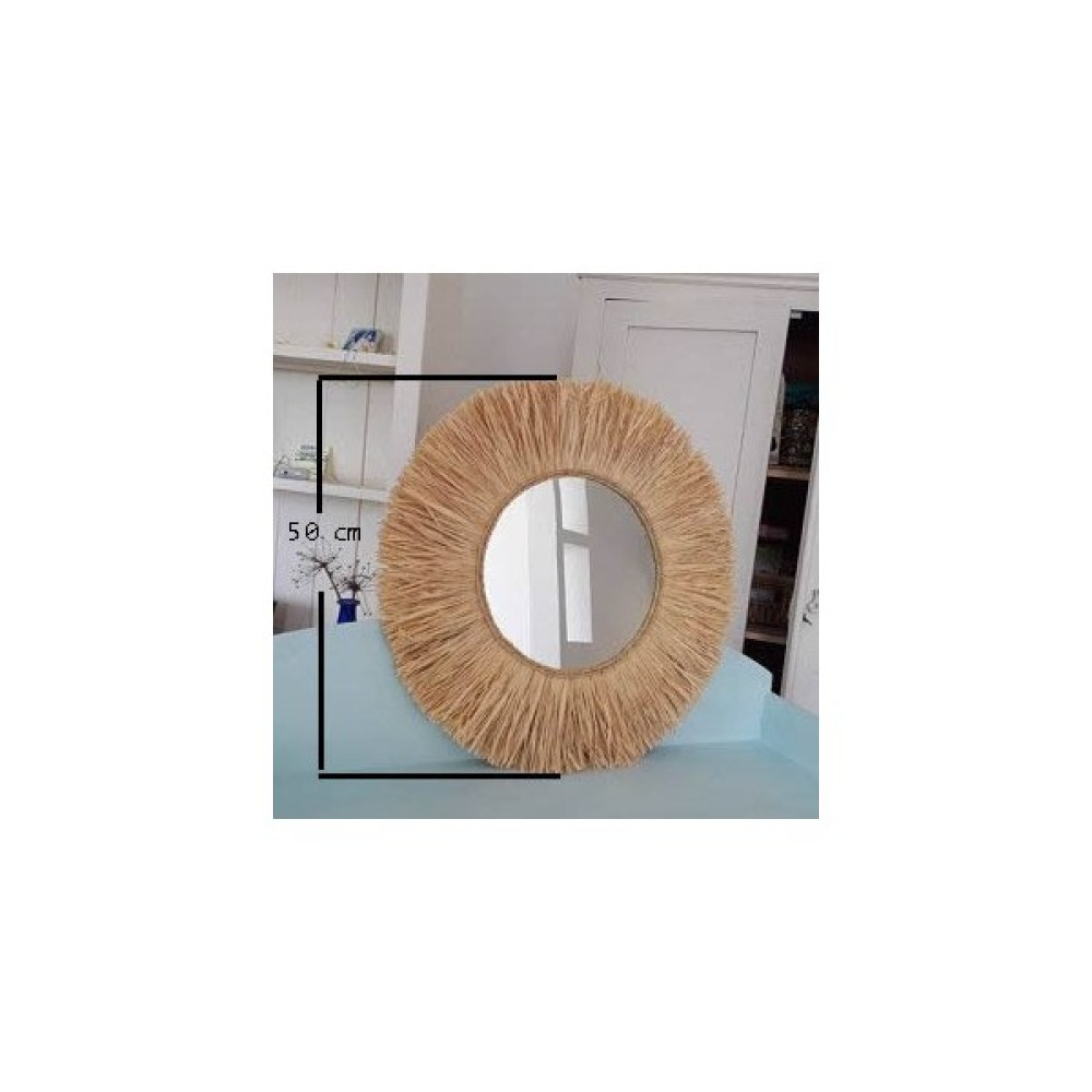 BH Bohem Handmade Rafya Ayna Büyük Boy B017 - Doğal - 50 Ayna Fiyatı