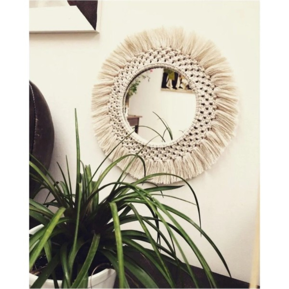 Bh Bohem Handmade Yuvarlak Makrome Ayna - 40 cm Ayna Fiyatı