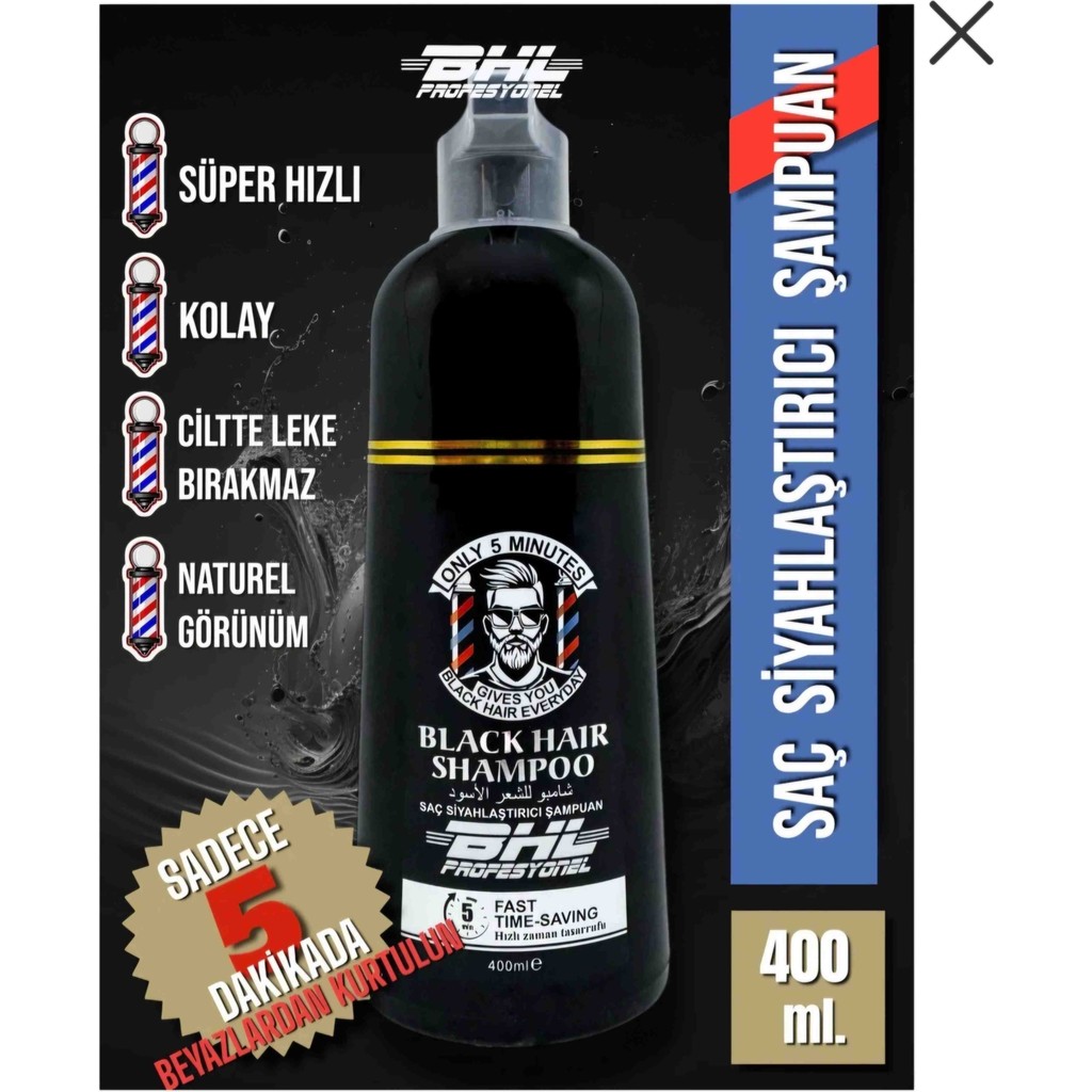 Bhl Lion Cozmetic Bhl Saç & Sakal Siyahlaştırıcı Şampuan 400 ML Diğer Fiyatı