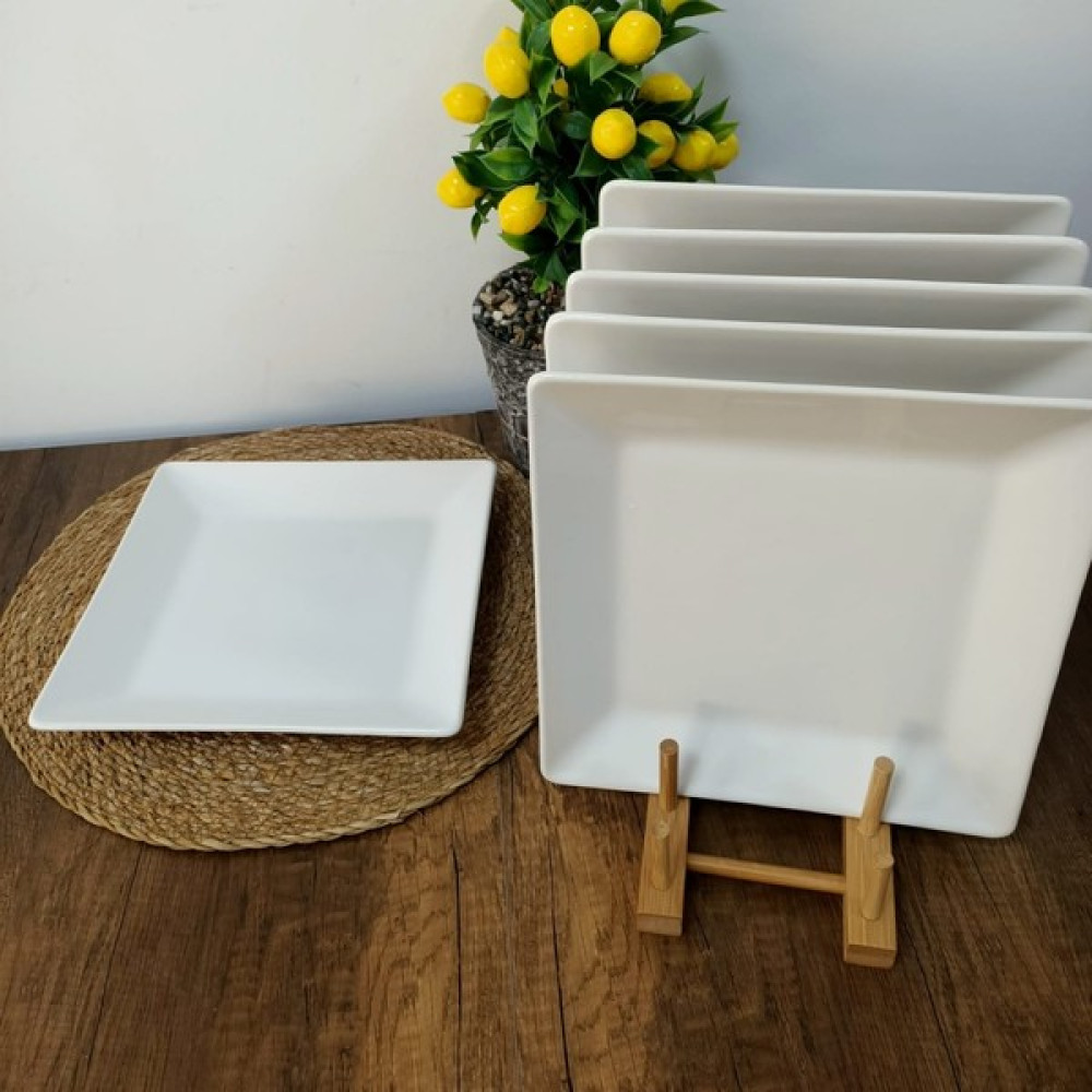 Bi Bu Evim 6'lı 23X23 cm Seramik Beyaz Kare Servis Tabağı Mutfak Gereçleri Fiyatı