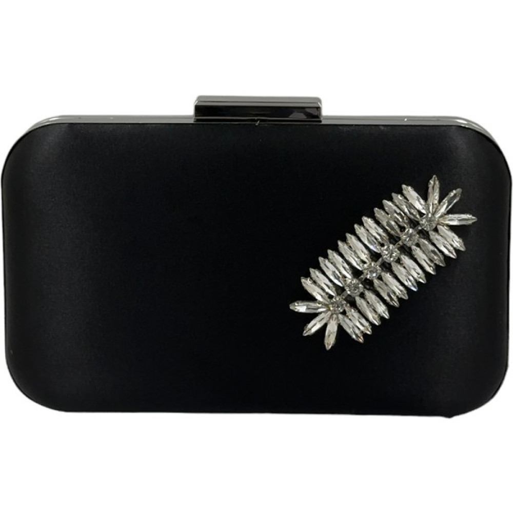 Bi Çanta Biçanta Siyah Renk Saten Oval Gümüş Metal Kasalı Swarovski Kristal Taşlı Kadın Abiye Çanta Gece Çantası Portföy Clutch Düğün Nişan Kına Ge... Abiye Çanta Fiyatı