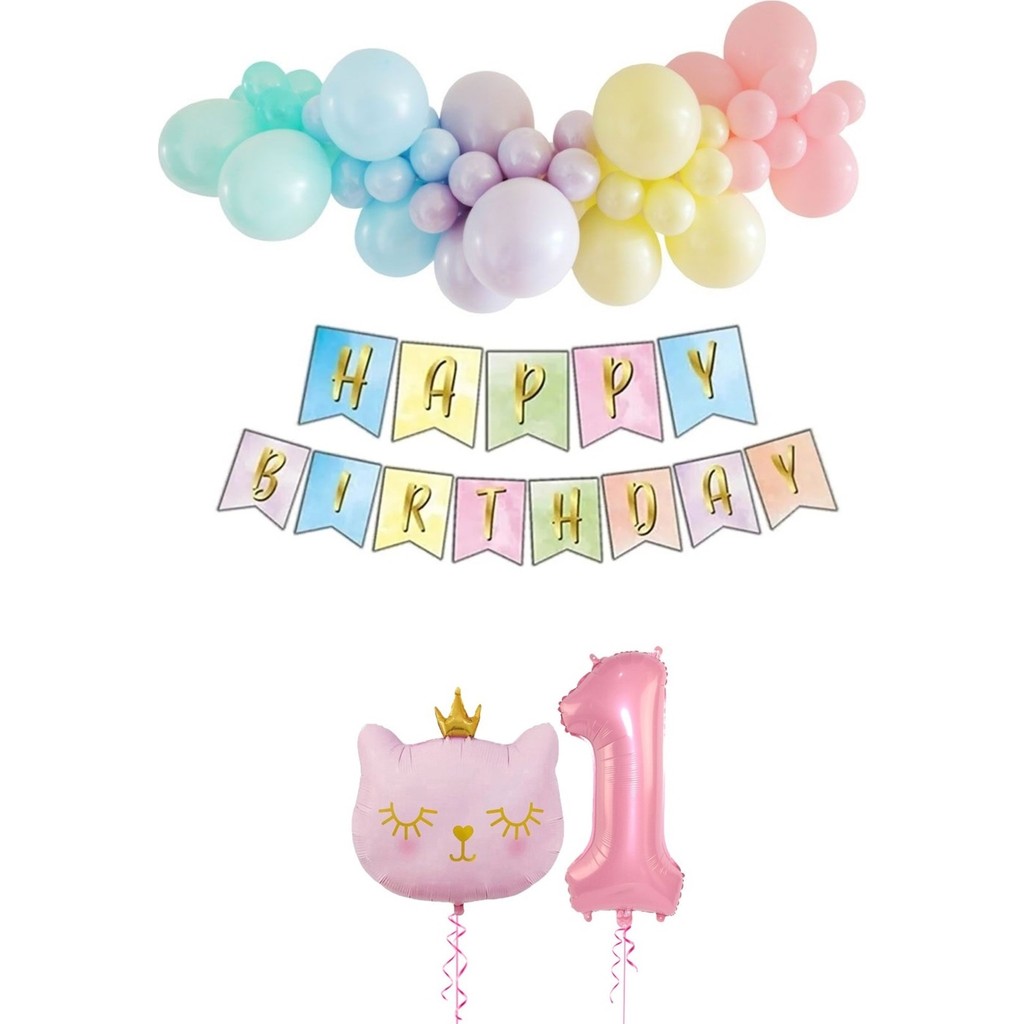 Bi Dolu Mutluluk Kedi Temalı Unicorn Doğum Günü Seti Makaron Balon Parti - 1 Evcil Hayvan Ürünleri Fiyatı