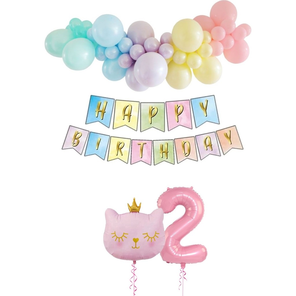 Bi Dolu Mutluluk Kedi Temalı Unicorn Doğum Günü Seti Makaron Balon Parti - 2 Evcil Hayvan Ürünleri Fiyatı