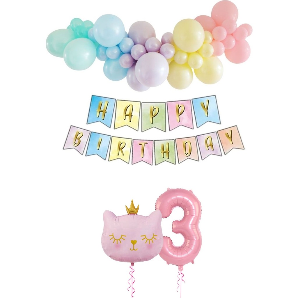 Bi Dolu Mutluluk Kedi Temalı Unicorn Doğum Günü Seti Makaron Balon Parti - 3 Evcil Hayvan Ürünleri Fiyatı