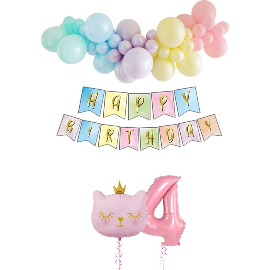Bi Dolu Mutluluk Kedi Temalı Unicorn Doğum Günü Seti Makaron Balon Parti - 4 Evcil Hayvan Ürünleri Fiyatı