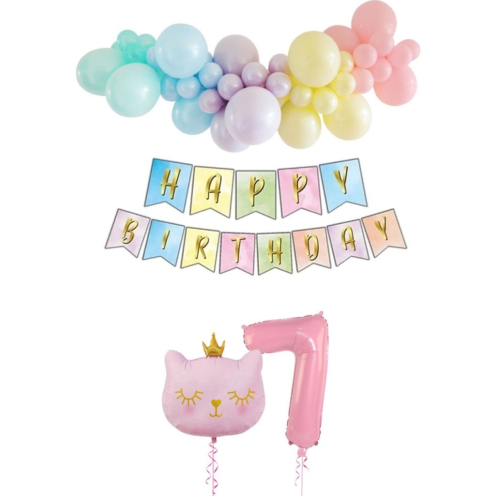 Bi Dolu Mutluluk Kedi Temalı Unicorn Doğum Günü Seti Makaron Balon Parti - 7 Evcil Hayvan Ürünleri Fiyatı