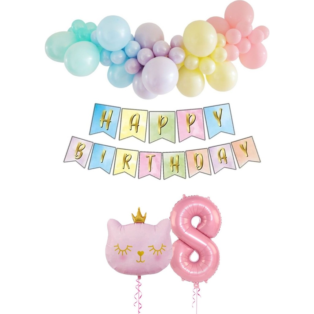 Bi Dolu Mutluluk Kedi Temalı Unicorn Doğum Günü Seti Makaron Balon Parti - 8 Evcil Hayvan Ürünleri Fiyatı