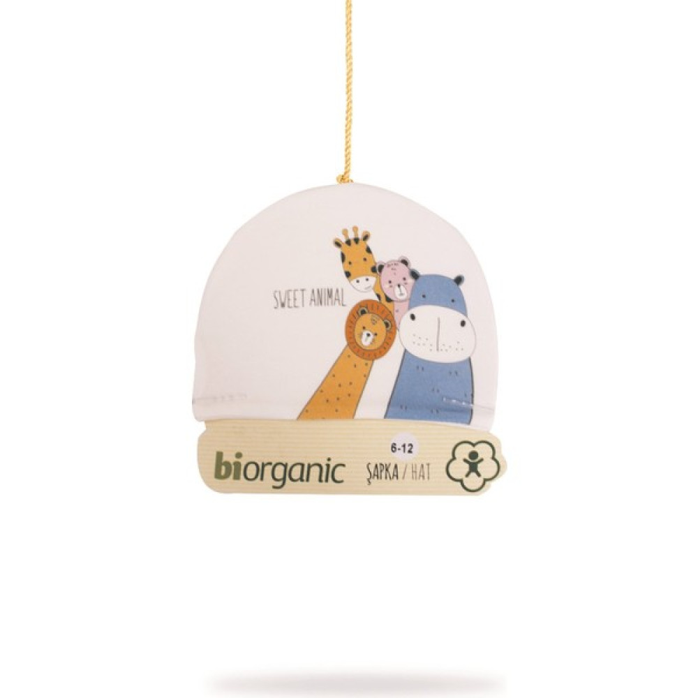 Bi Organik Animals Erkek Bebek Organik Şapka Ekru 0-6 Ay Bebek Şapkası Fiyatı