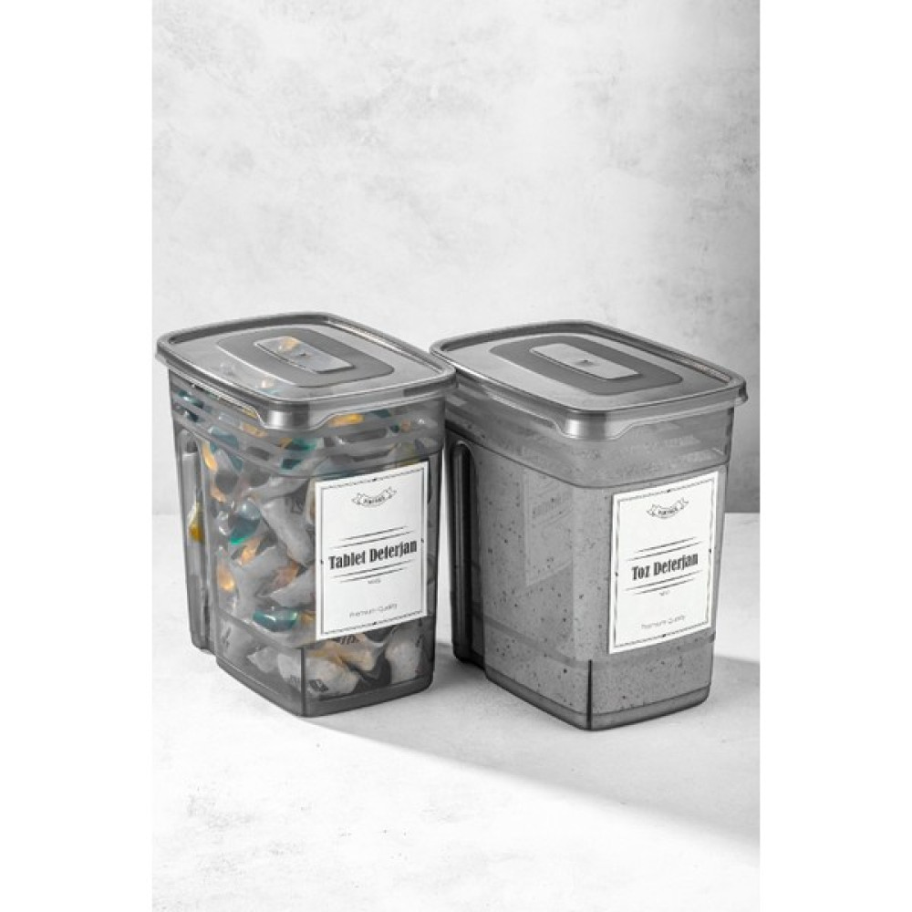 Bi-Öz Home Etiketli 2li Strip Mega Boy Toz ve Tablet Deterjan Saklama Kutusu 2x(3,5 Litre) Saklama Kapları Fiyatı