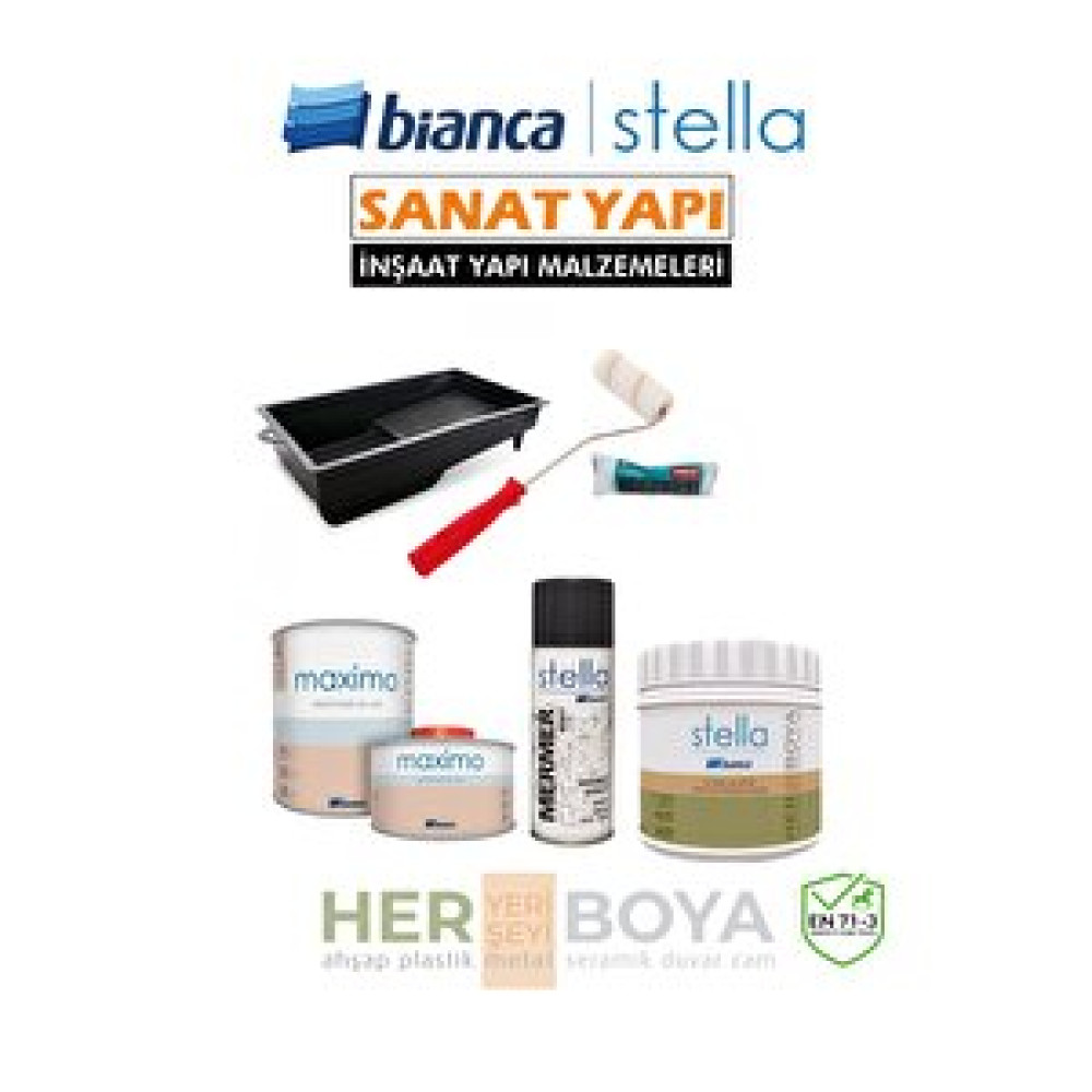 Bianca Stella Set 500ml - Beyaz Boya + Siyah Mermer Effekt Sprey + Maximo Sıvı Cam Ipek Mat İç Cephe Duvar Boyası Fiyatı