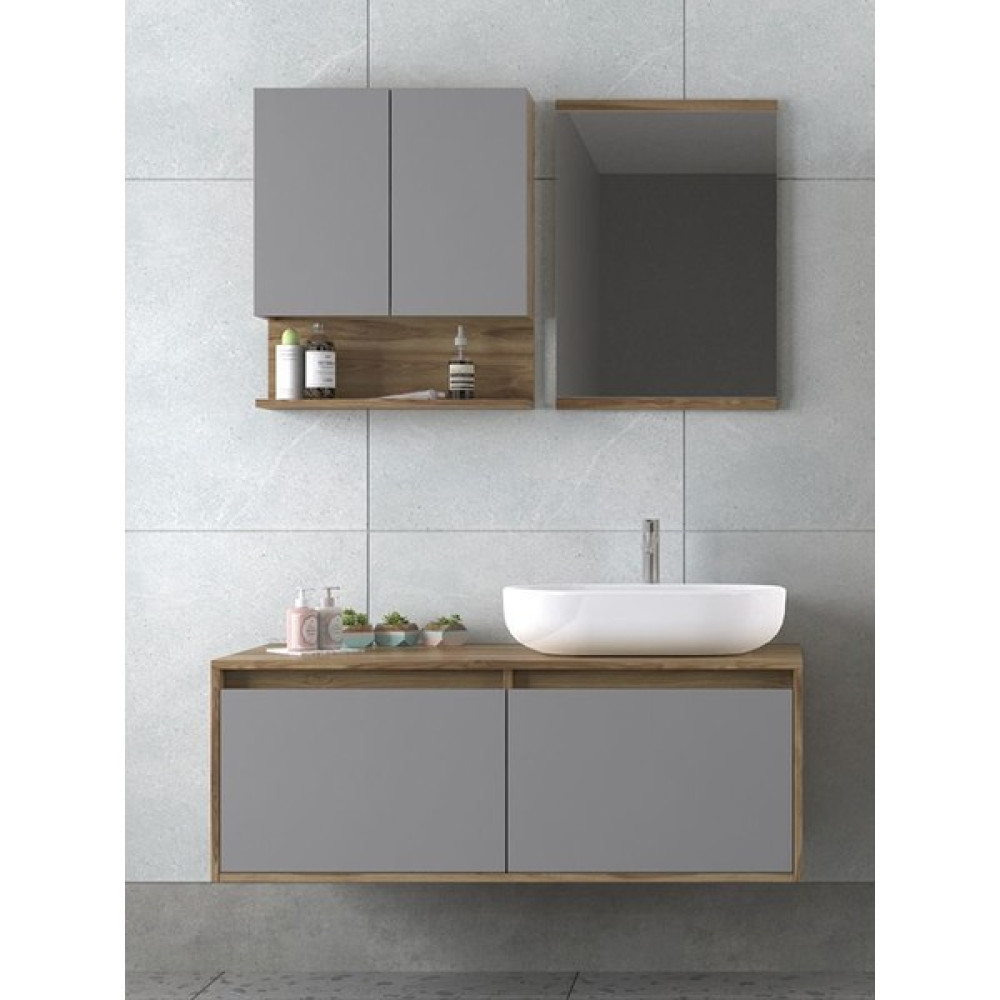 Biani Atlas 120 cm Banyo Dolabı Renk Ud Mat Gri Banyo Dolabı / Mobilyası Fiyatı