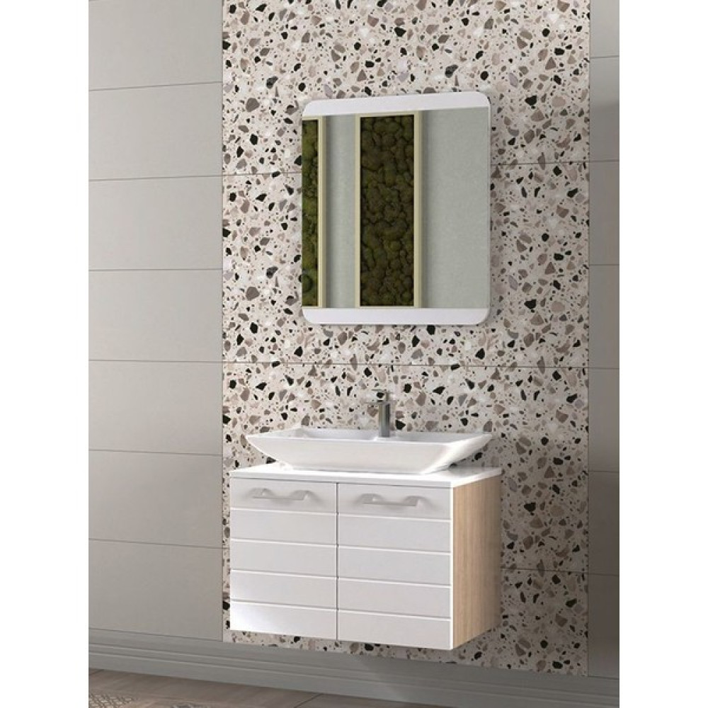 Biani Ludo 70 cm Banyo Dolabı Renk Antique White Tezgah Üstü Lavabolu Banyo Dolabı / Mobilyası Fiyatı
