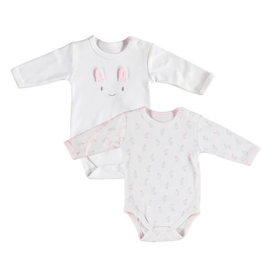 Bibaby 2 li Ekru Pembe Organik Body Rabbit Girl