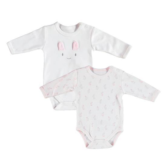 Bibaby 2 li Ekru Pembe Organik Body Rabbit Girl