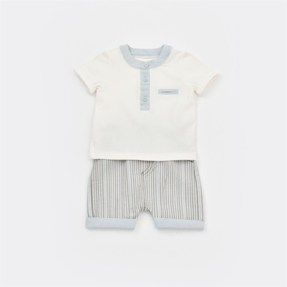 Bibaby 2li Takım Şortlu Azur Mavi Bebek Giysi Takım Fiyatı