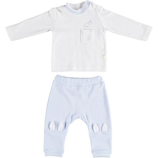 Bibaby Ekru Mavi Organik Rabbıt Boy 2'li Takım