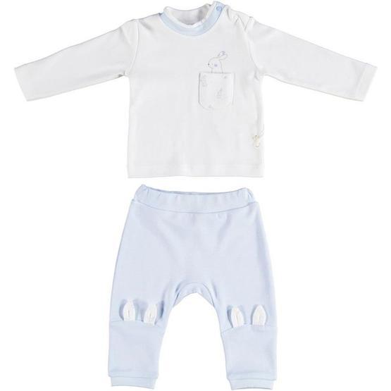 Bibaby Ekru Mavi Organik Rabbıt Boy 2'li Takım
