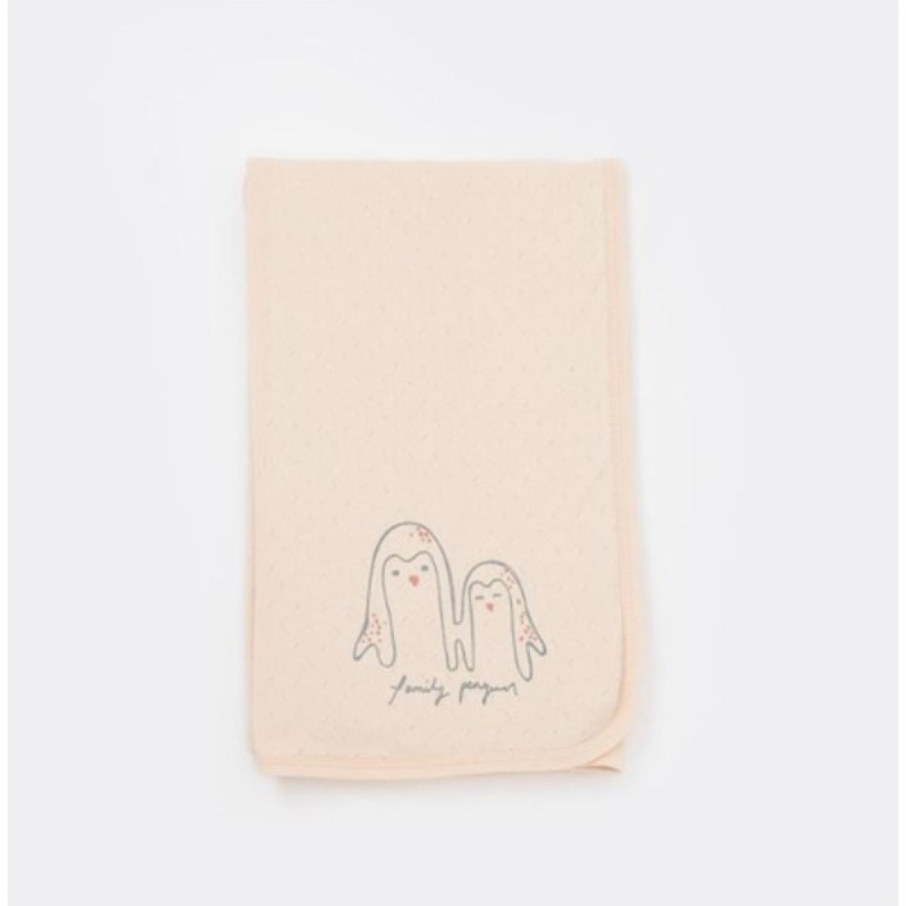 Bibaby Family Penguins Battaniye 85X90 cm - Ekru Bebek Battaniyesi Fiyatı