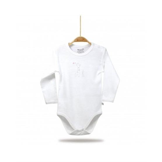Bibaby Organik Baby Giraffe Ekru Pembe Bebek Body