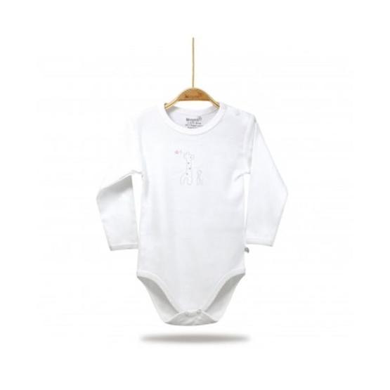 Bibaby Organik Baby Giraffe Ekru Pembe Bebek Body