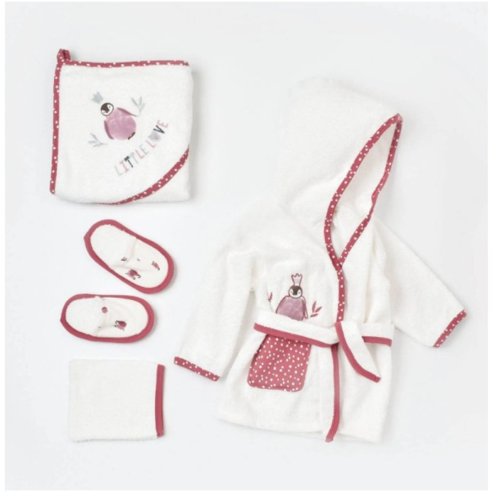 Bibaby Organik Bornoz Takımı Little Love Rose Dry - Gül Kurusu - 0 - 1 Yaş Bebek Banyo-Tuvalet Fiyatı
