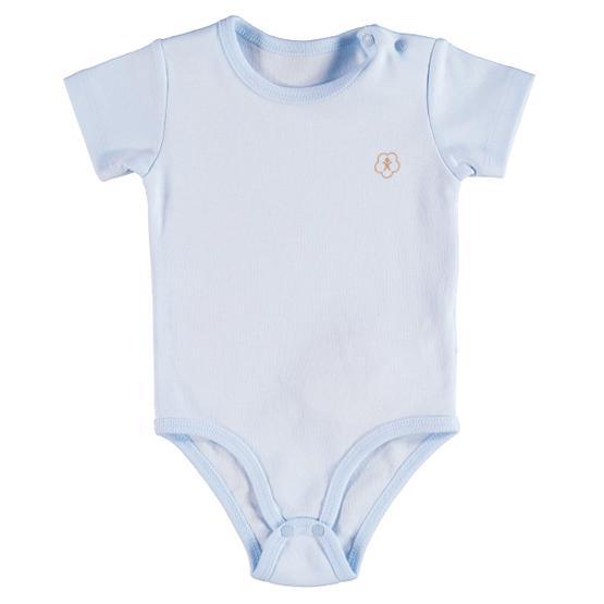 Bibaby Organik Kısa Kol Basic Mavi Bebek Body