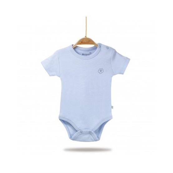 Bibaby Organik Kısa Kol Basic Mavi Bebek Body