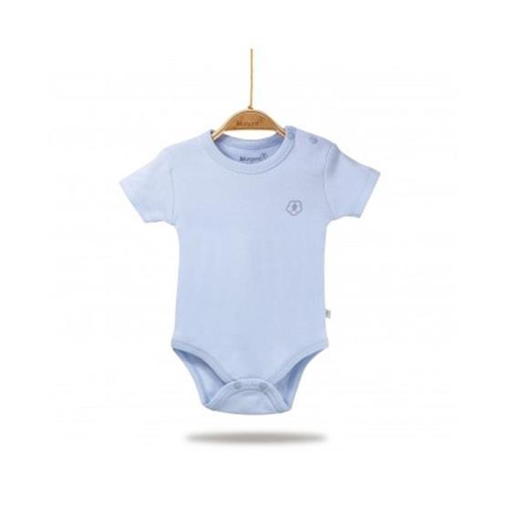 Bibaby Organik Kısa Kol Basic Mavi Bebek Body