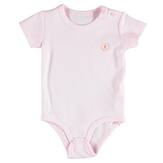 Bibaby Organik Kısa Kol Basic Pembe Bebek Body
