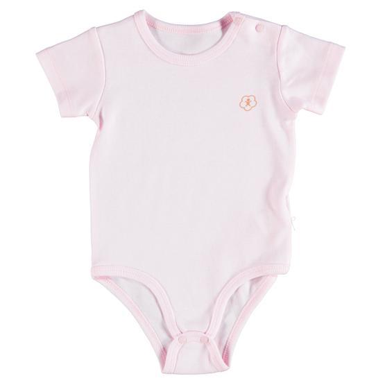 Bibaby Organik Kısa Kol Basic Pembe Bebek Body