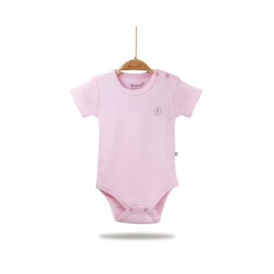 Bibaby Organik Kısa Kol Basic Pembe Bebek Body
