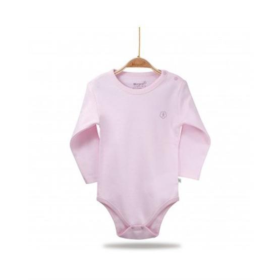 Bibaby Organik Uzun Kol Basic Pembe Bebek Body