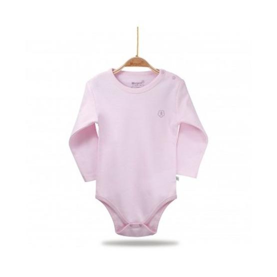 Bibaby Organik Uzun Kol Basic Pembe Bebek Body