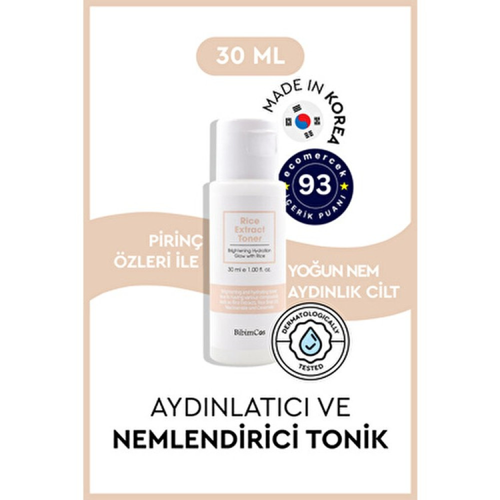 Bibimcos Rice Extract Toner 30 ml Niacinamide ve Pirinç Özleriyle Kuru Ciltler için Özel Formül Diğer Fiyatı