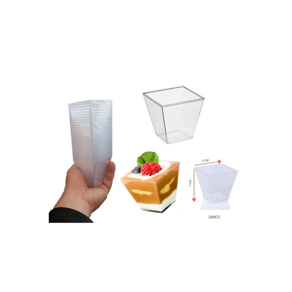 Bibizde Krnvl-13750pvc Prizma Mini Mika Plastik Kare Kap Küp Sunum Kase 200cc 25 Adet Kase Fiyatı