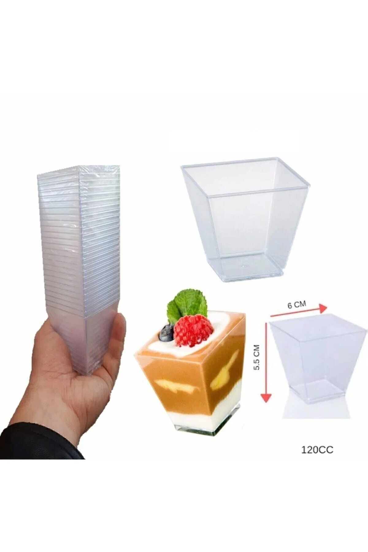 Bibizde Pvc Prizma Mini Mika Plastik Kare Kap Küp Sunum Kase 120 Cc **12**.adet Sunumluk**" Kase Fiyatı