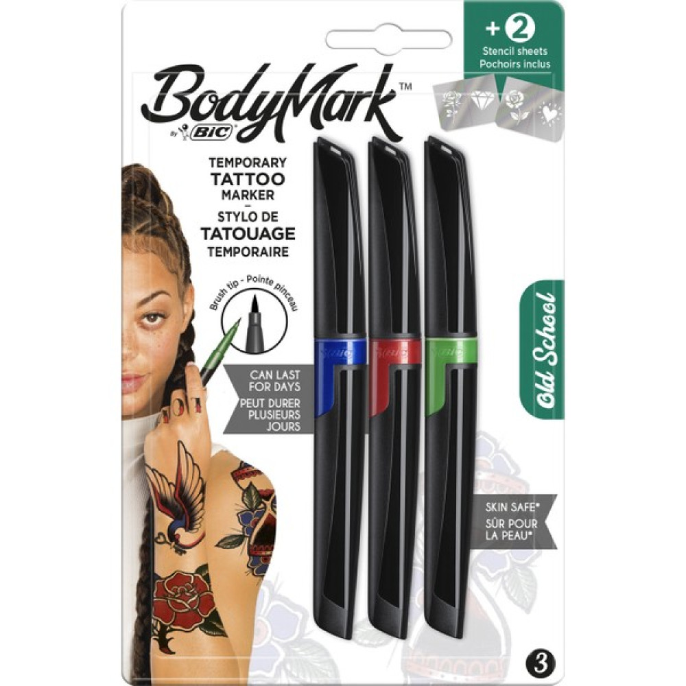 BIC BodyMark Geçici Dövme Kalemi, Mavi/Yeşil/Kırmızı 3’lü Blister Keçe Uçlu Kalem Fiyatı