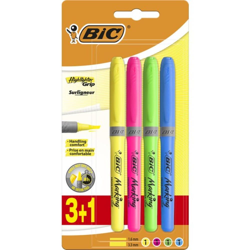 Bic Briteliner Grip Fosforlu Kalem 3+1 Blister Fosforlu Kalem Fiyatı